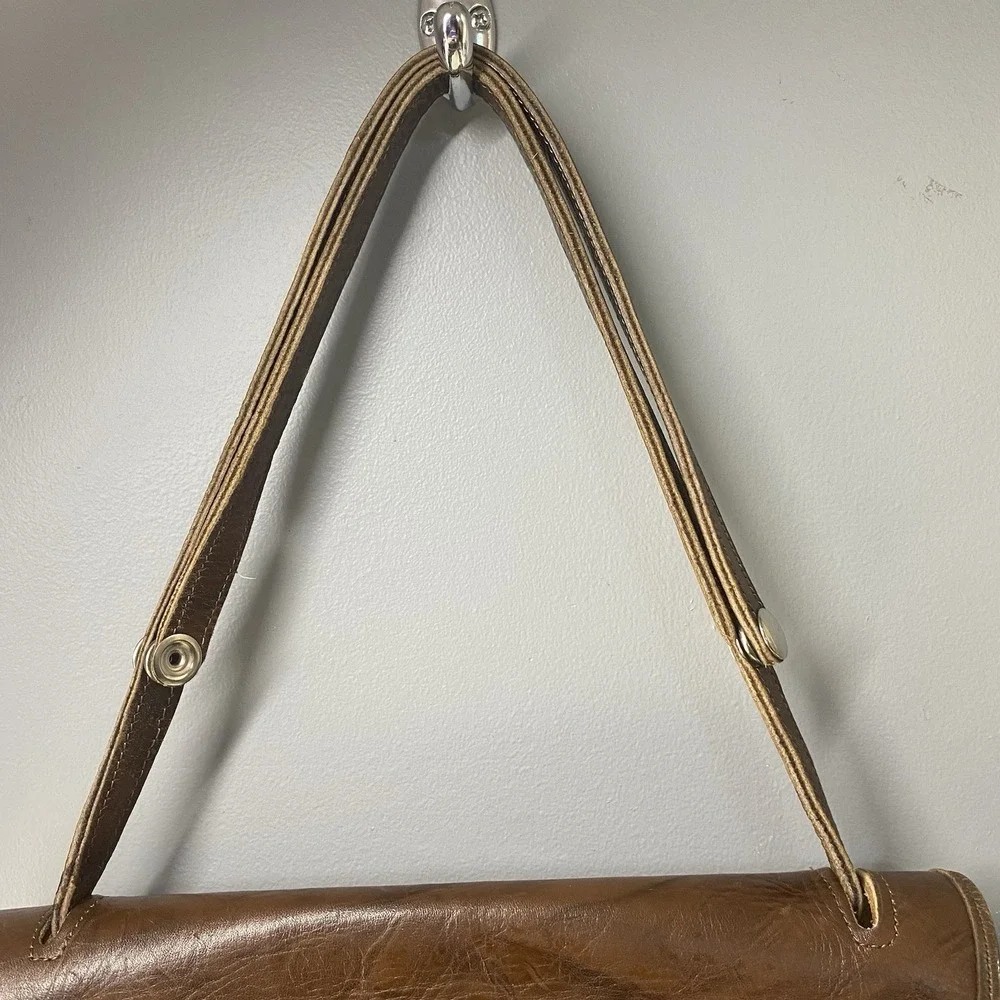 Vintage Real Leather Women's brown‎ Purse Boho Hand Tooled Shoulder bag 7x10x3